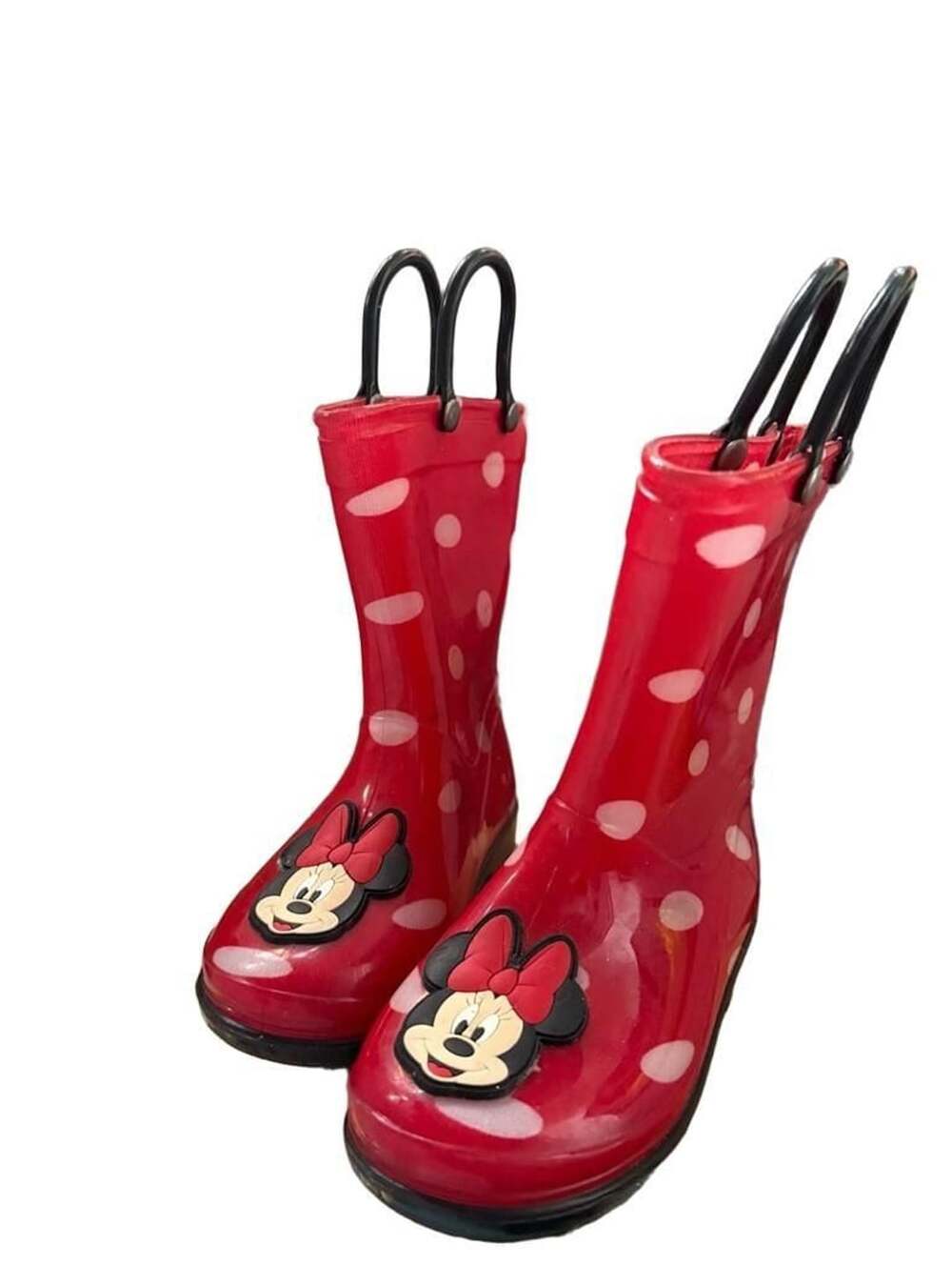 Disney Minnie Mouse Rain Boots Size 7T Red Polka Dot Kids